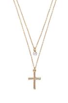 Forever21 Gold & Clear Cross Pendant Layered Necklace