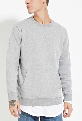 21 Men Men's  Oatmeal Marled Crew Neck Sweatshirt