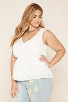 Forever21 Plus Women's  Plus Size Pleated Peplum Top