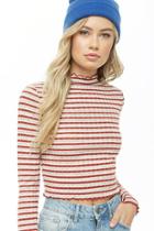 Forever21 Striped Lettuce-edge Crop Top