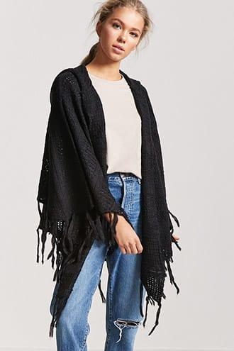 Forever21 Hooded Sweater-knit Poncho