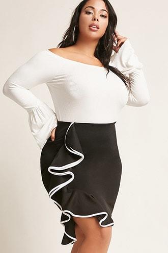 Forever21 Plus Size Ruffle Midi Skirt