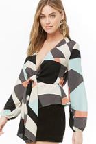 Forever21 Geo Print Tie-front Top