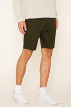 21 Men Men's  Olive Cotton-blend Drawstring Shorts