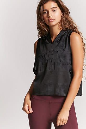Forever21 Active Get Fit Hooded Tank Top