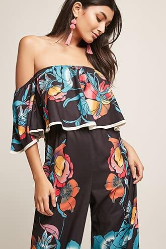 Forever21 Floral Flounce Jumpsuit