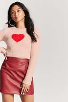 Forever21 Fuzzy Knit Heart Sweater