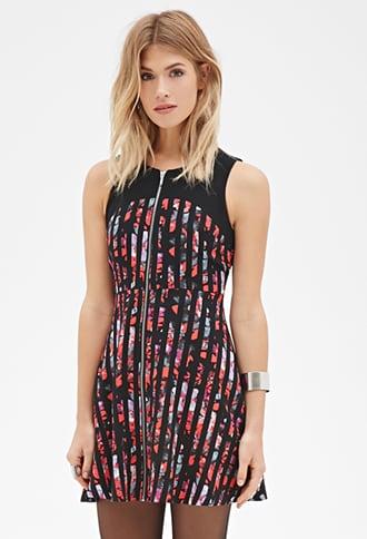 Forever21 Contemporary Striped Floral Fit & Flare Dress