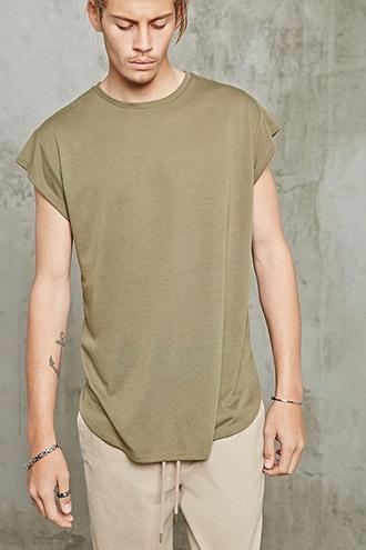 Forever21 Cap-sleeve Drop Hem Tee