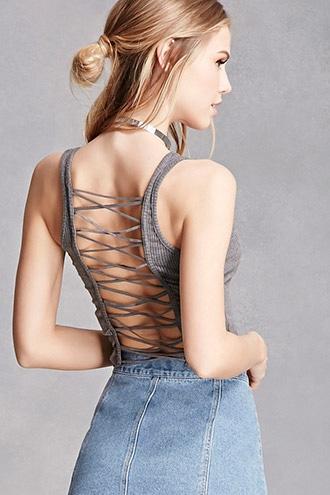 Forever21 Kikiriki Lace-up Back Crop Top