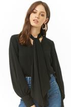 Forever21 Pussycat Bow V-neck Top