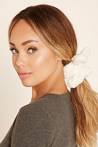 Forever21 Cream Textured Bow Scrunchie