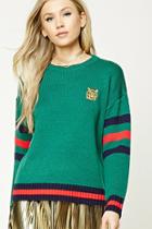 Forever21 Tiger Embroidery Stripe Sweater