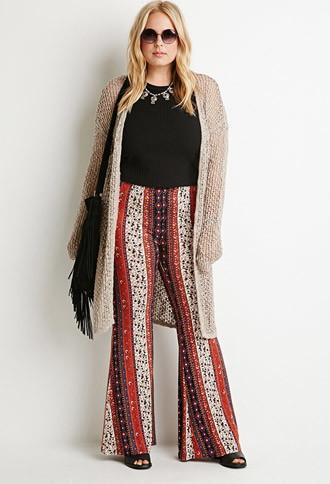 Forever21 Plus Floral-striped Flared Pants