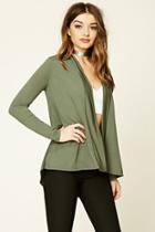 Forever21 Women's  Green Open-front Cardigan