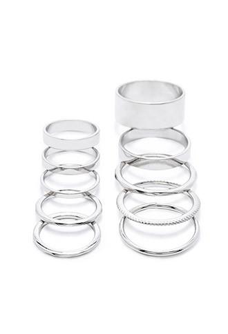 Forever21 Mixed Midi Ring Set (silver)
