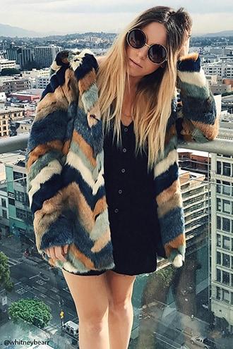 Forever21 Chevron-pattern Faux Fur Coat