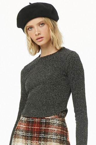Forever21 Ribbed Knit Curved-hem Top