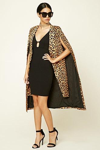 Forever21 Longline Leopard Cape Jacket