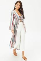 Forever21 Longline Striped Tie-front Top