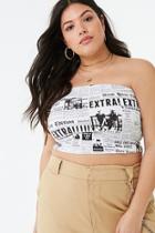 Forever21 Plus Size Newsprint Cropped Tube Top