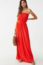 Forever21 Crinkled Strapless Smocked-waist Dress