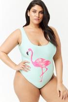 Forever21 Plus Size Sequin Flamingo One-piece Swimsuit