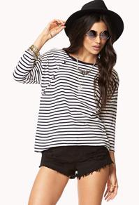 Forever21 Nautical Button Striped Top