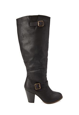 Forever21 Faux Leather Knee-high Boots Black 5.5