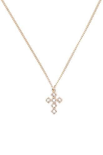 Forever21 Gold & Clear Cubic Zirconia Cross Necklace