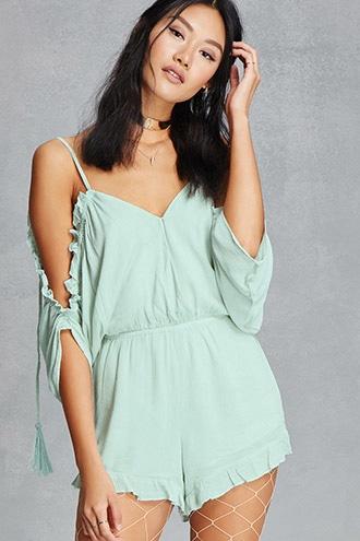 Forever21 Women's  Open-shoulder Surplice Romper