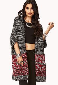 Forever21 Longline Static Pattern Cardigan
