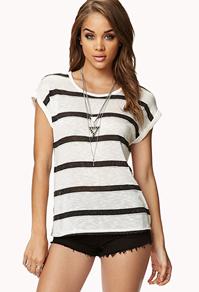 Forever21 Striped Slub Knit Top