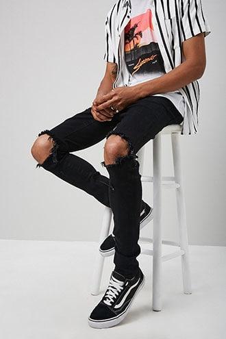 Forever21 Distressed Zip-hem Jeans