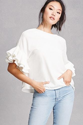 Forever21 Oversized Ruffle Sleeve Top