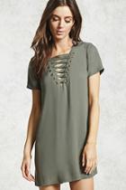 Forever21 Lace-up Grommet Shift Dress