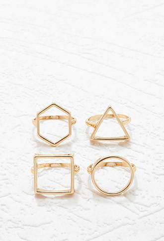 Forever21 Geo Cutout Ring Set (gold)