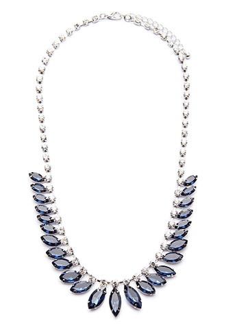 Forever21 Faux Gem Statement Necklace (blue/silver)