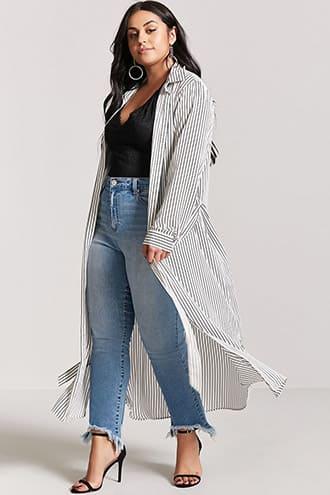 Forever21 Plus Size Pinstripe Duster Cardigan