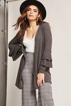 Forever21 Ruffle Sleeve Open-front Cardigan