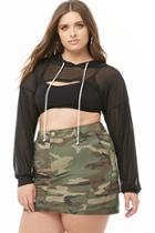 Forever21 Plus Size Sheer Mesh Hooded Top