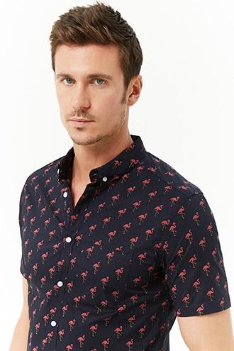 Forever21 Just Threads Flamingo Print Shirt