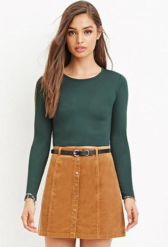 Forever21 Women's Hunter Green Ribbed Crop Top