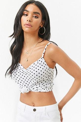 Forever21 Ruched Polka Dot Cami