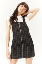 Forever21 Grid Zip-front Overall Mini Dress