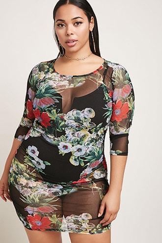 Forever21 Plus Size Sheer Mesh Midi Dress