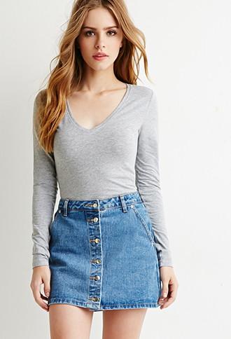 Forever21 Women's  V-neck Top (heather Grey)
