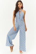 Forever21 Striped Halter Wide-leg Jumpsuit