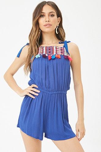 Forever21 Tassel-trim Romper