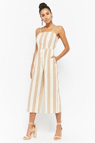 Forever21 Striped Cami Culotte Jumpsuit